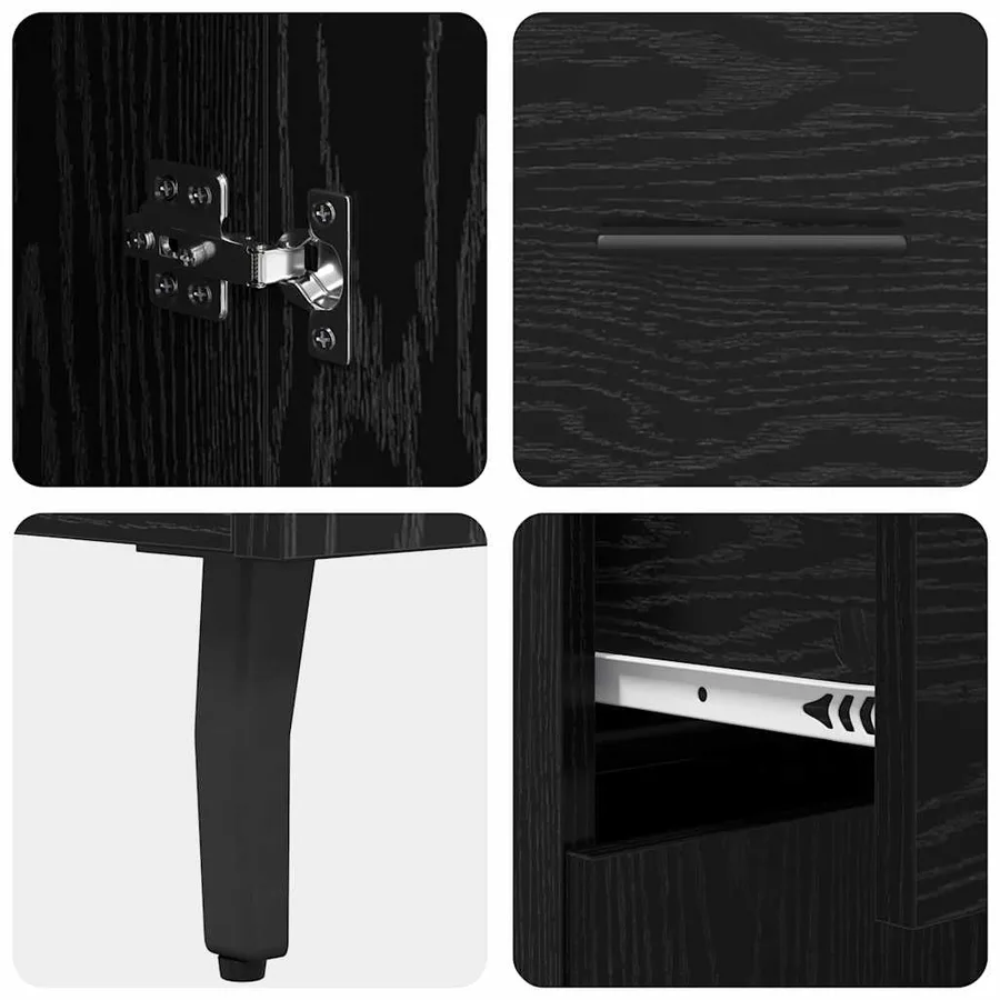 Haut Armoire avec tiroir Chêne noir 69,5 x 34 x 180 cm - 11