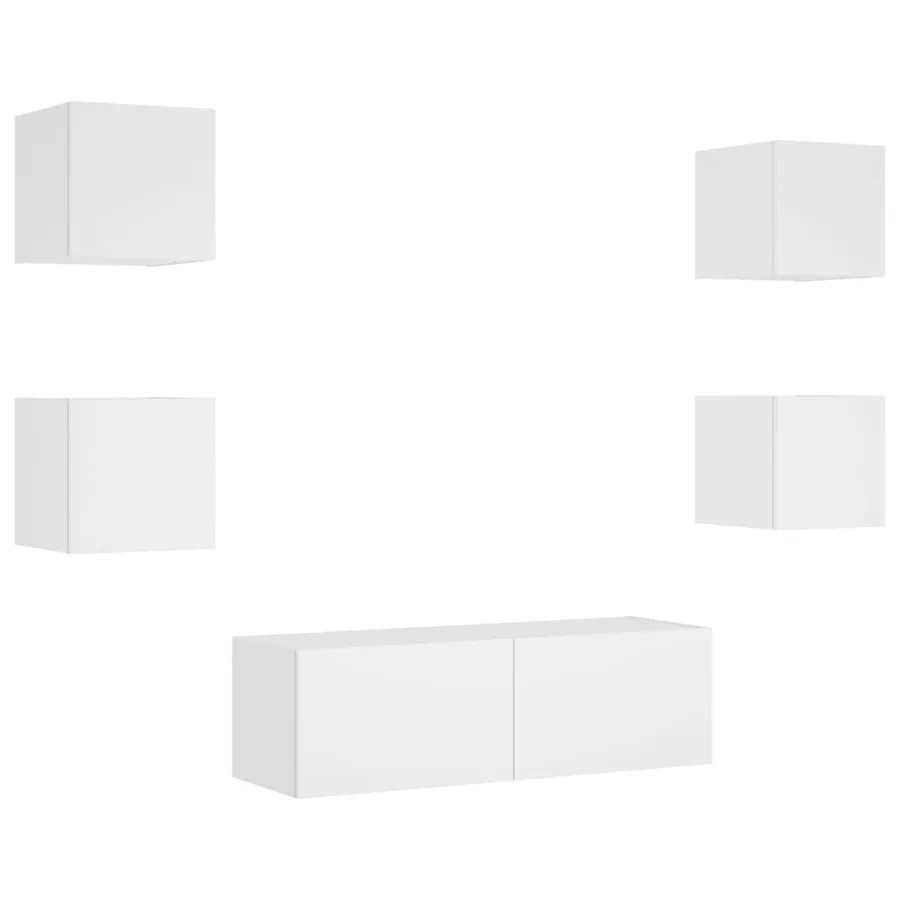 Meuble TV muraux 5 pcs avec lumières LED blanc - 3
