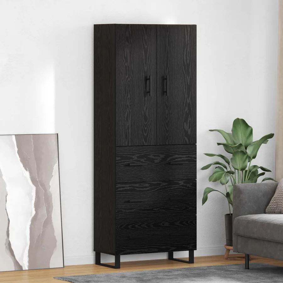 Haut Armoire avec tiroir 2 pcs Chêne noir 69,5 x 34 x 180 cm