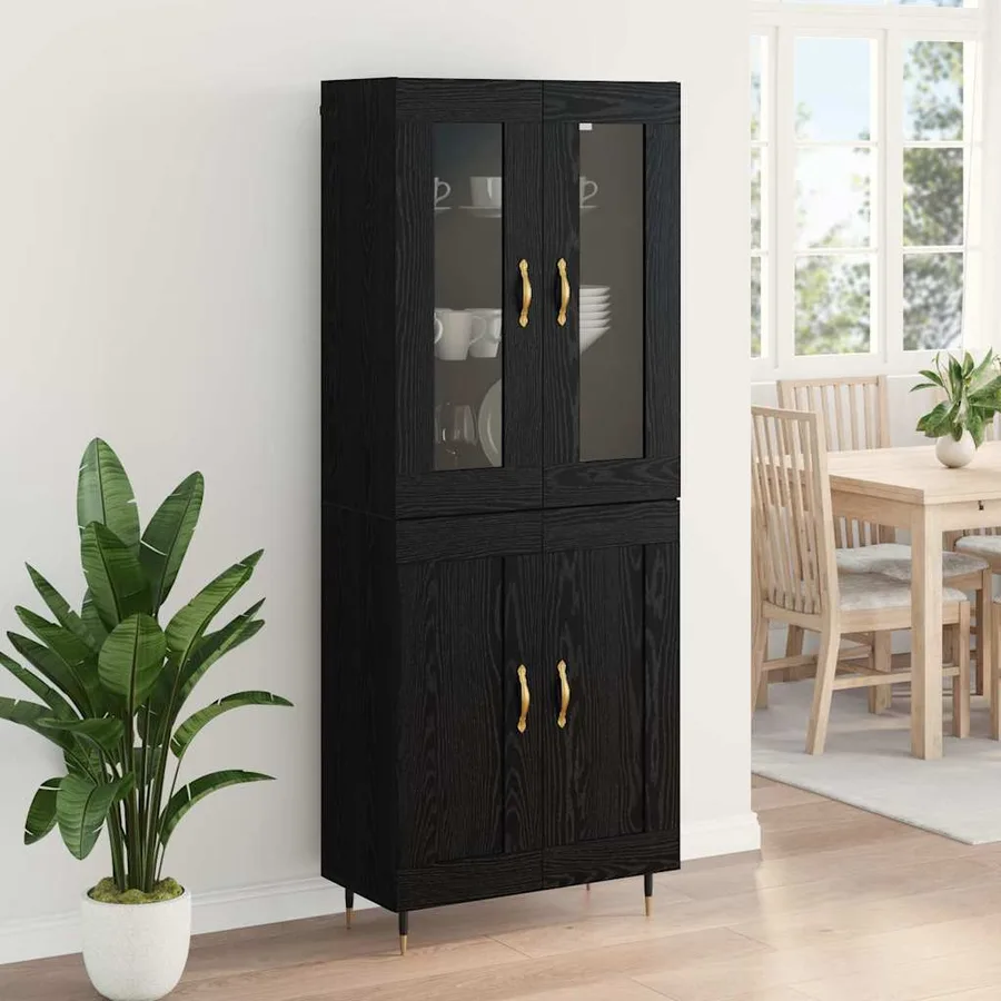 Haut Armoire 2 pcs Chêne noir Bois d'ingénierie - 4
