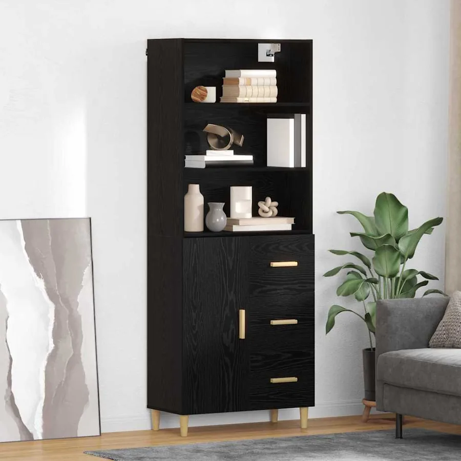 Haut Armoire Chêne noir 69,5 x 32,5 x 180 cm Bois d'ingénierie