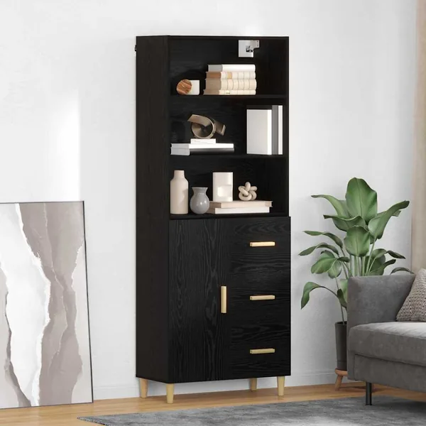Haut Armoire Chêne noir 69,5 x 32,5 x 180 cm Bois d'ingénierie