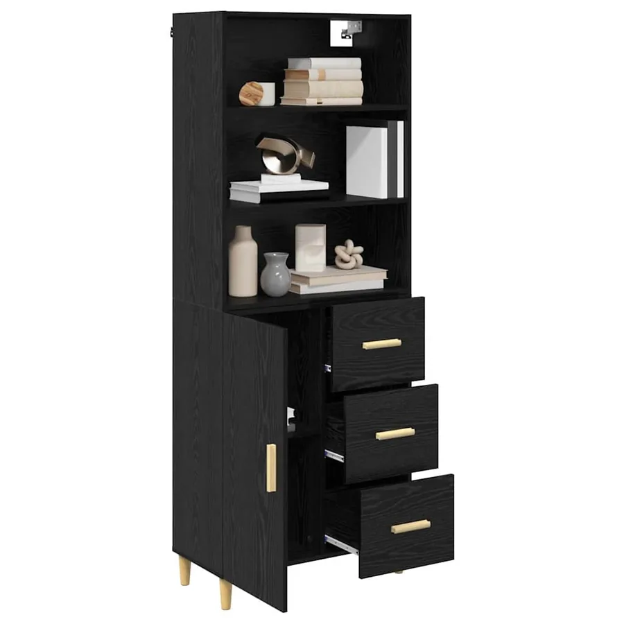 Haut Armoire Chêne noir 69,5 x 32,5 x 180 cm Bois d'ingénierie - 3