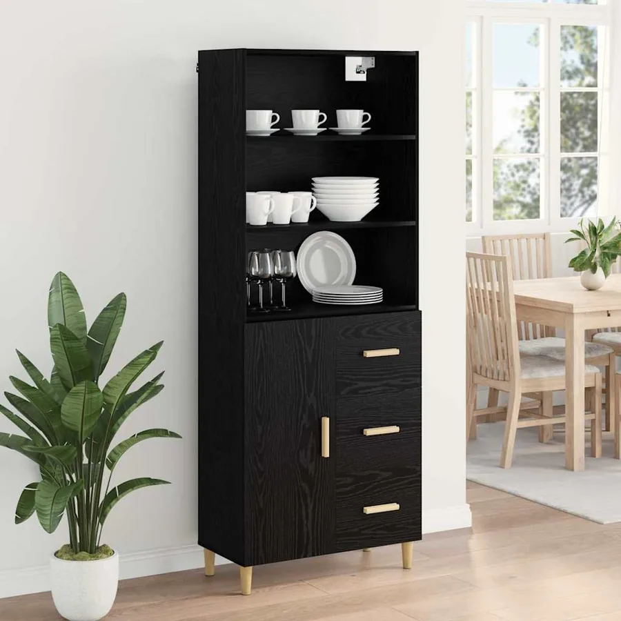 Haut Armoire Chêne noir 69,5 x 32,5 x 180 cm Bois d'ingénierie - 4
