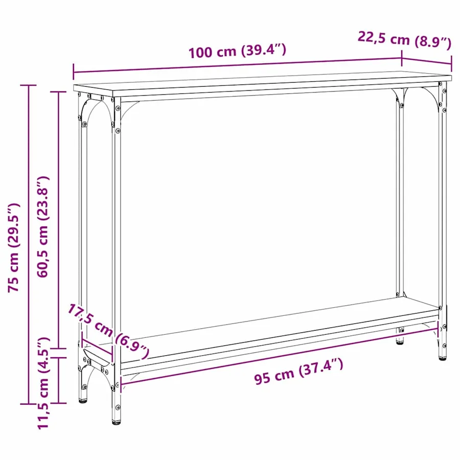 Table console Bois Ancien 100 x 22,5 x 75 cm Bois d'ingénierie - 13