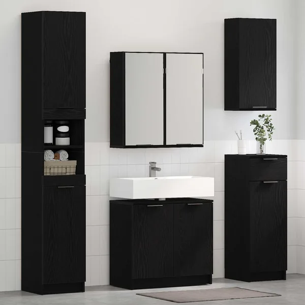 Ensemble de mobilier de salle de bain 4 pcs Chêne noir