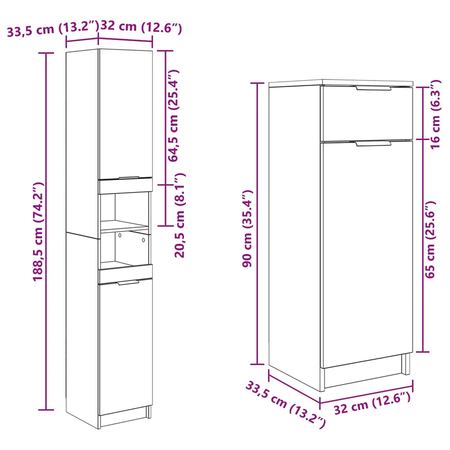 Ensemble de mobilier de salle de bain 4 pcs Chêne noir - 17