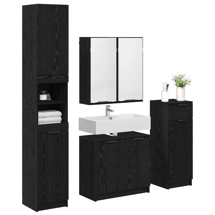 Ensemble de mobilier de salle de bain 4 pcs Chêne noir - 3