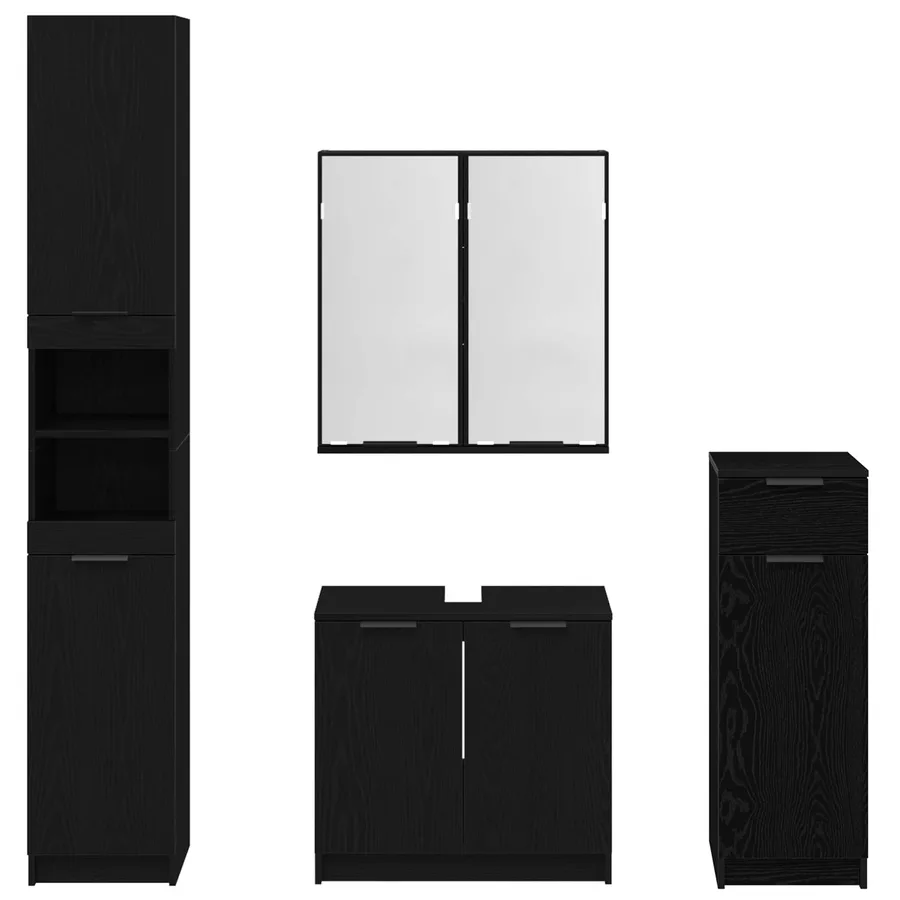 Ensemble de mobilier de salle de bain 4 pcs Chêne noir - 8