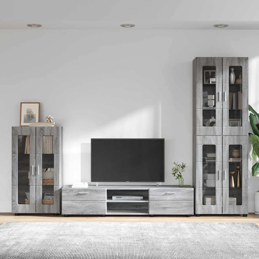 Ensemble meuble TV FLORIN 3 pcs Gris Sonoma Bois d'ingénierie - 4