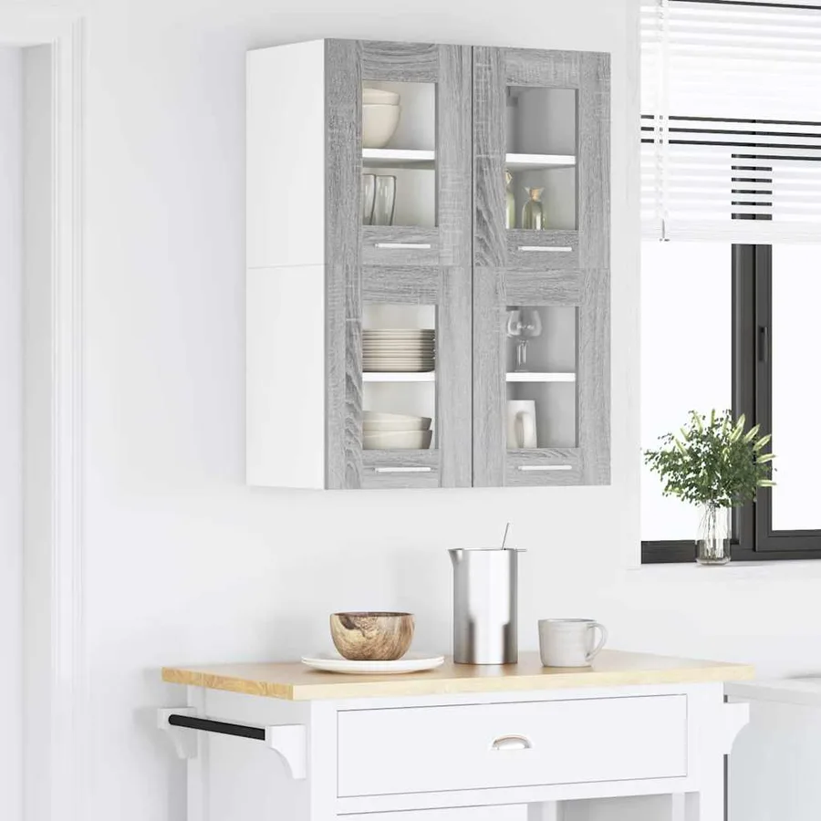 Armoire suspendue avec porte 2 pcs Gris Sonoma 60 x 31 x 40 cm - 4