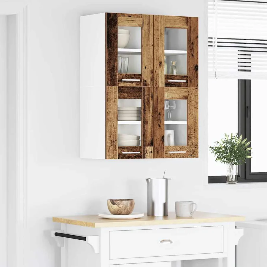 Armoire suspendue avec porte 2 pcs Bois ancien 60 x 31 x 40 cm - 4