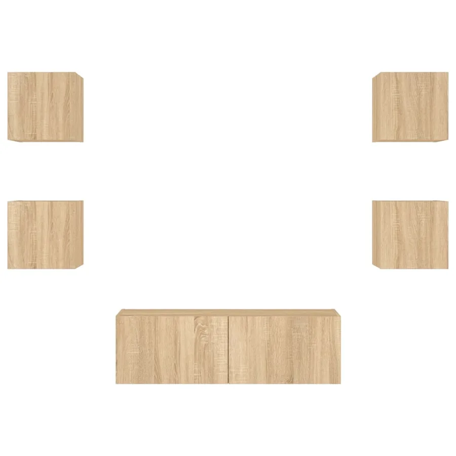 Meuble TV muraux 5 pcs avec lumières LED chêne sonoma - 7