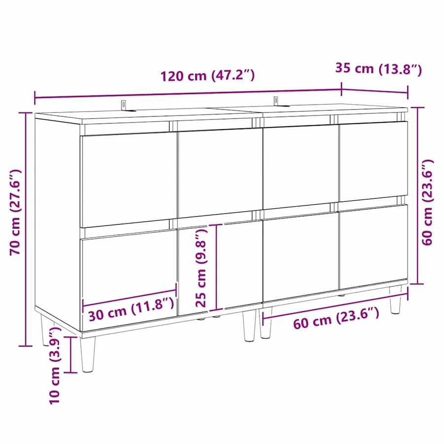 Buffets 2 pcs Chêne noir 60 x 35 x 70 cm Bois d'ingénierie - 13