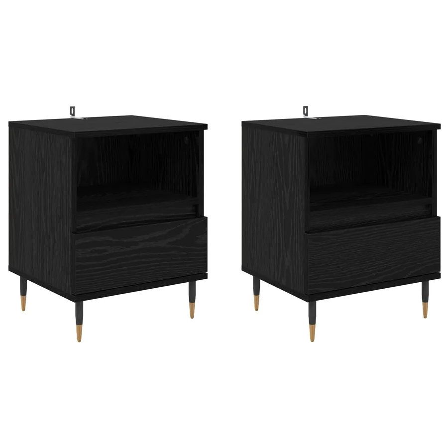Cabinet de chevet avec tiroir 2 pcs Chêne noir 40 x 35 x 50 cm - 2