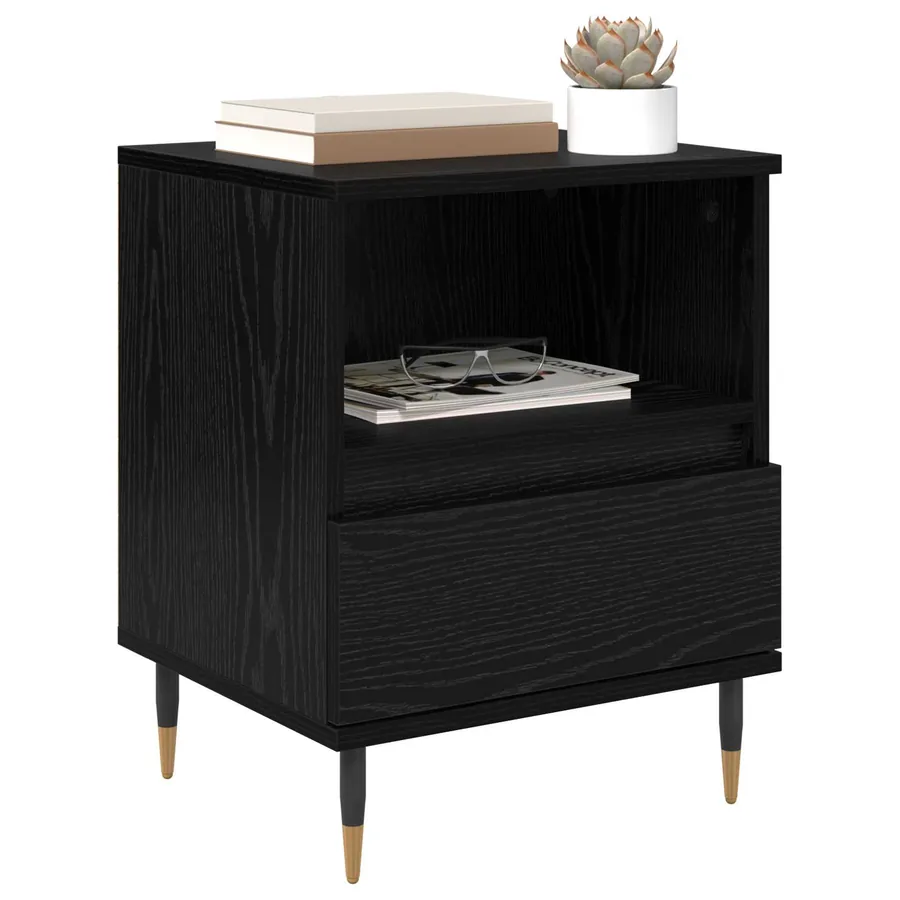 Cabinet de chevet avec tiroir 2 pcs Chêne noir 40 x 35 x 50 cm - 3