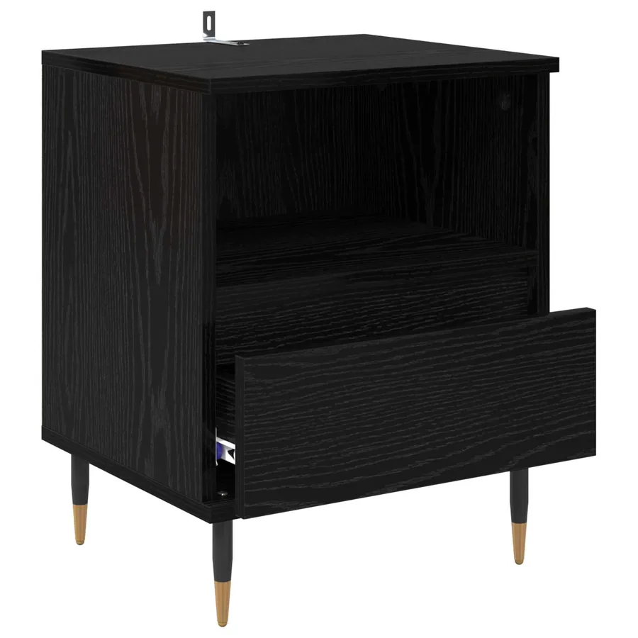 Cabinet de chevet avec tiroir 2 pcs Chêne noir 40 x 35 x 50 cm - 5