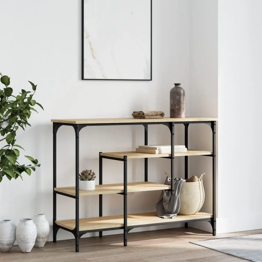 Table console avec étagères chêne sonoma 100x35x75 cm - 3