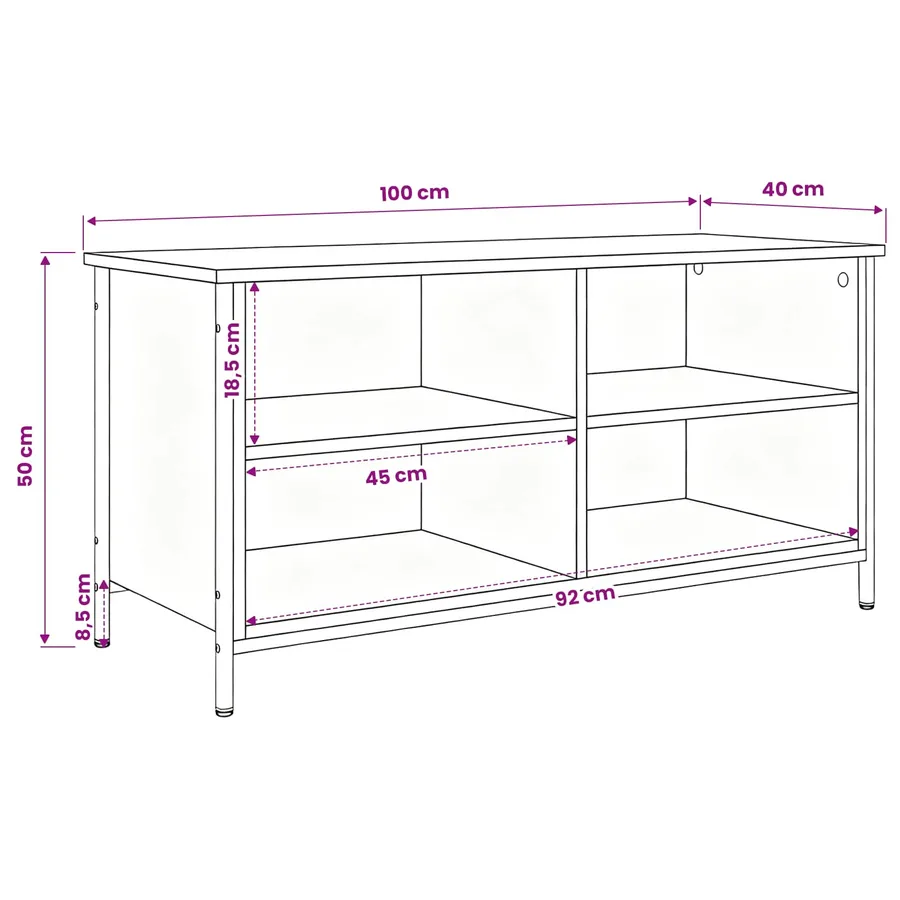 Meuble TV Chêne noir 100 x 40 x 50 cm Bois d'ingénierie - 11