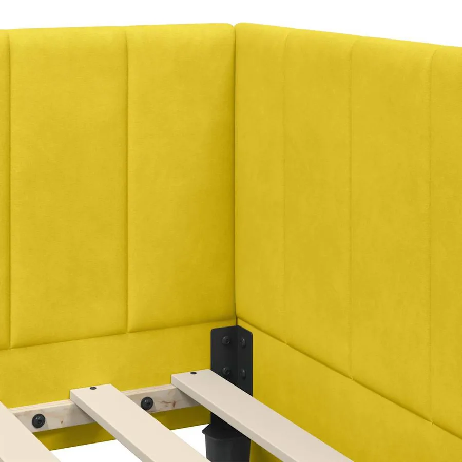 Cadre de lit d'angle avec matelas 2 pcs Jaune Velours - 10