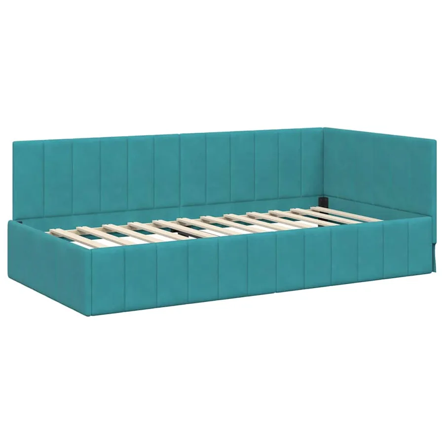 Cadre de lit d'angle Turquoise 90 cm x 200 cm Velours - 4