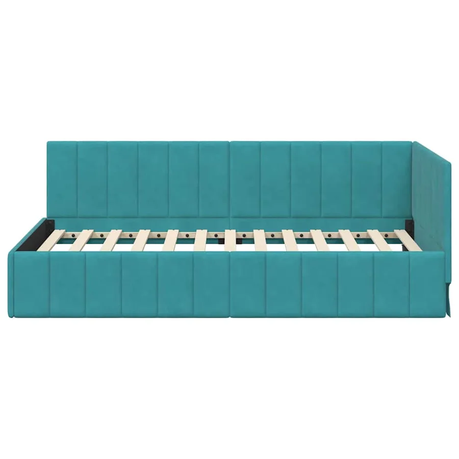 Cadre de lit d'angle Turquoise 90 cm x 200 cm Velours - 5