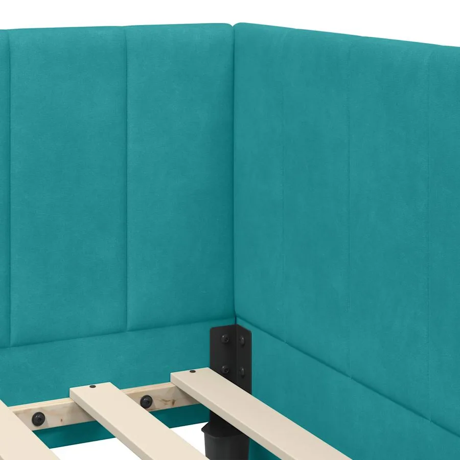 Cadre de lit d'angle avec matelas 2 pcs Turquoise Velours - 8