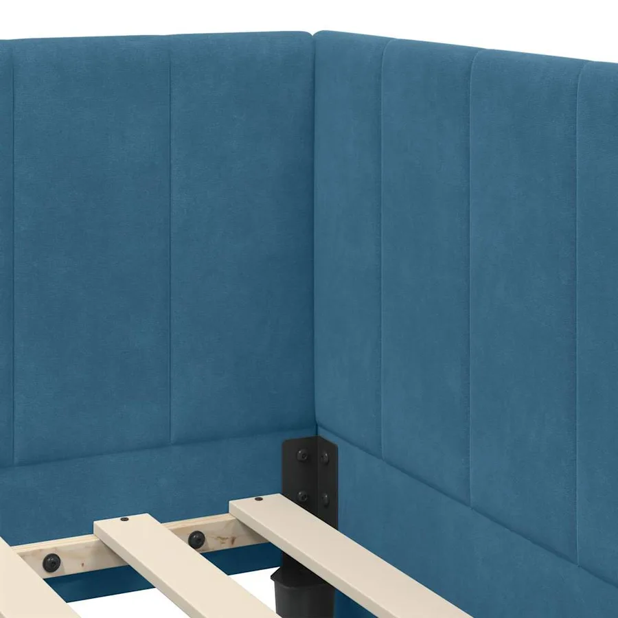 Cadre de lit d'angle avec matelas 2 pcs Bleu Velours - 8