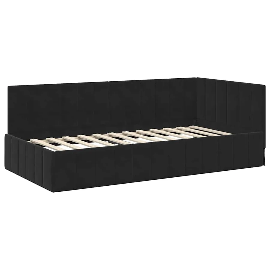 Cadre de lit d'angle Noir 100 cm x 200 cm Velours - 4