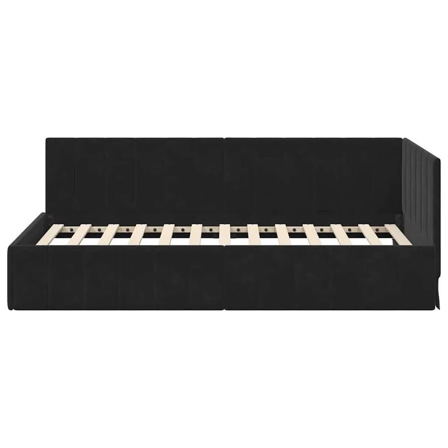Cadre de lit d'angle Noir 100 cm x 200 cm Velours - 5