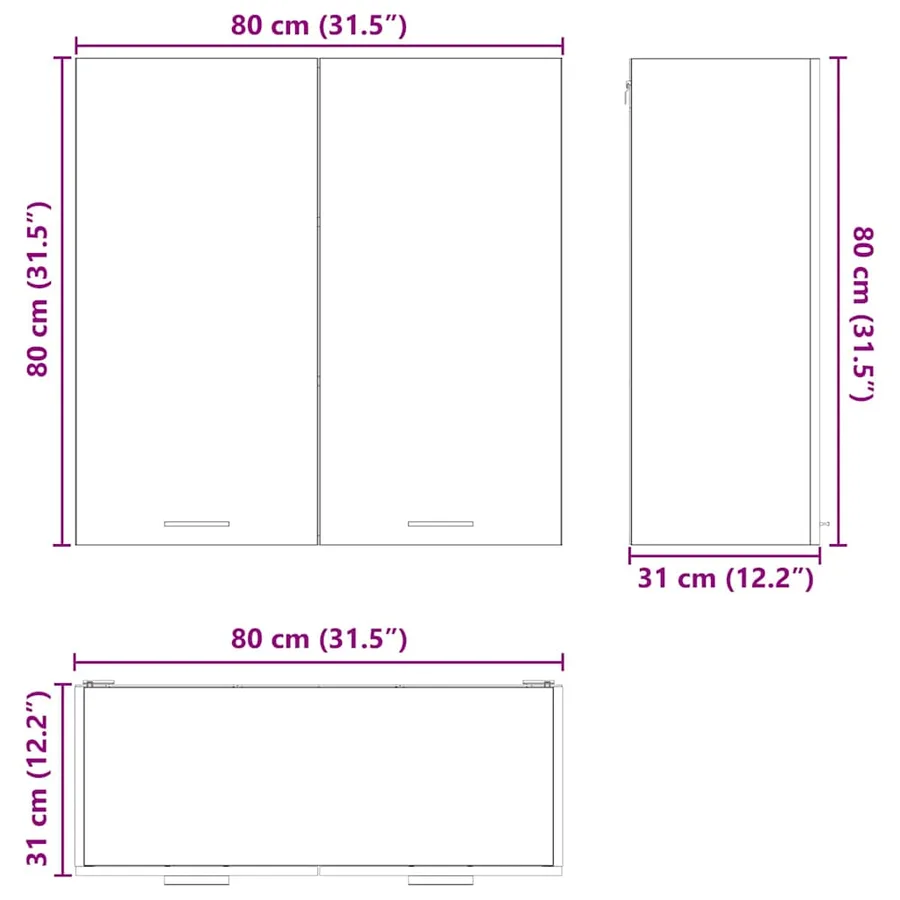 Armoire suspendue Blanc 80 x 31 x 80 cm Bois d'ingénierie - 12