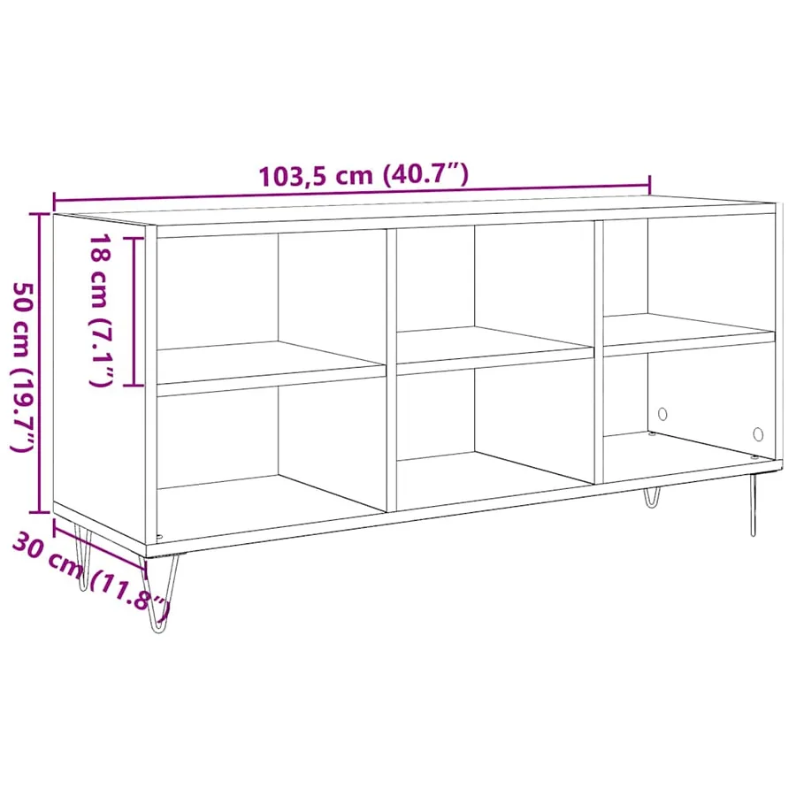 Meuble TV 103,5 x 30 x 50 cm Chêne artisanal Bois d'ingénierie - 12