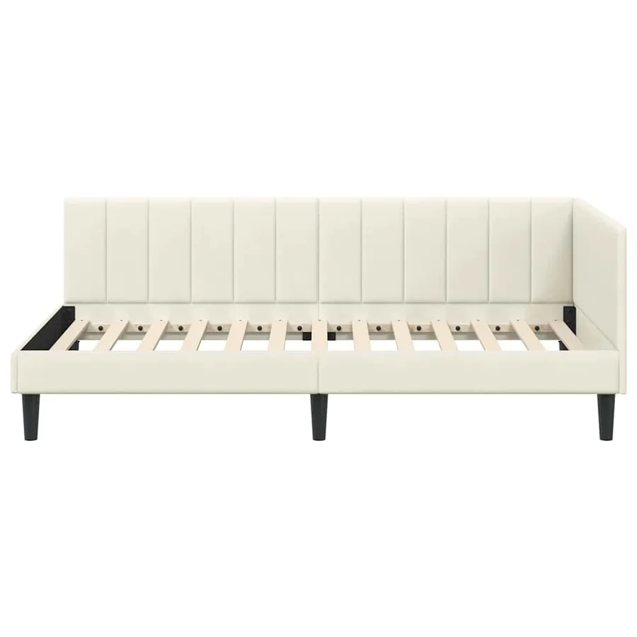 Cadre de lit d'angle Crème 90 cm x 200 cm Velours - 5
