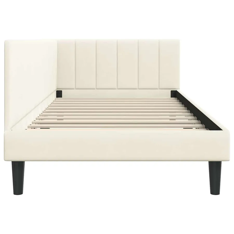 Cadre de lit d'angle Crème 90 cm x 200 cm Velours - 6