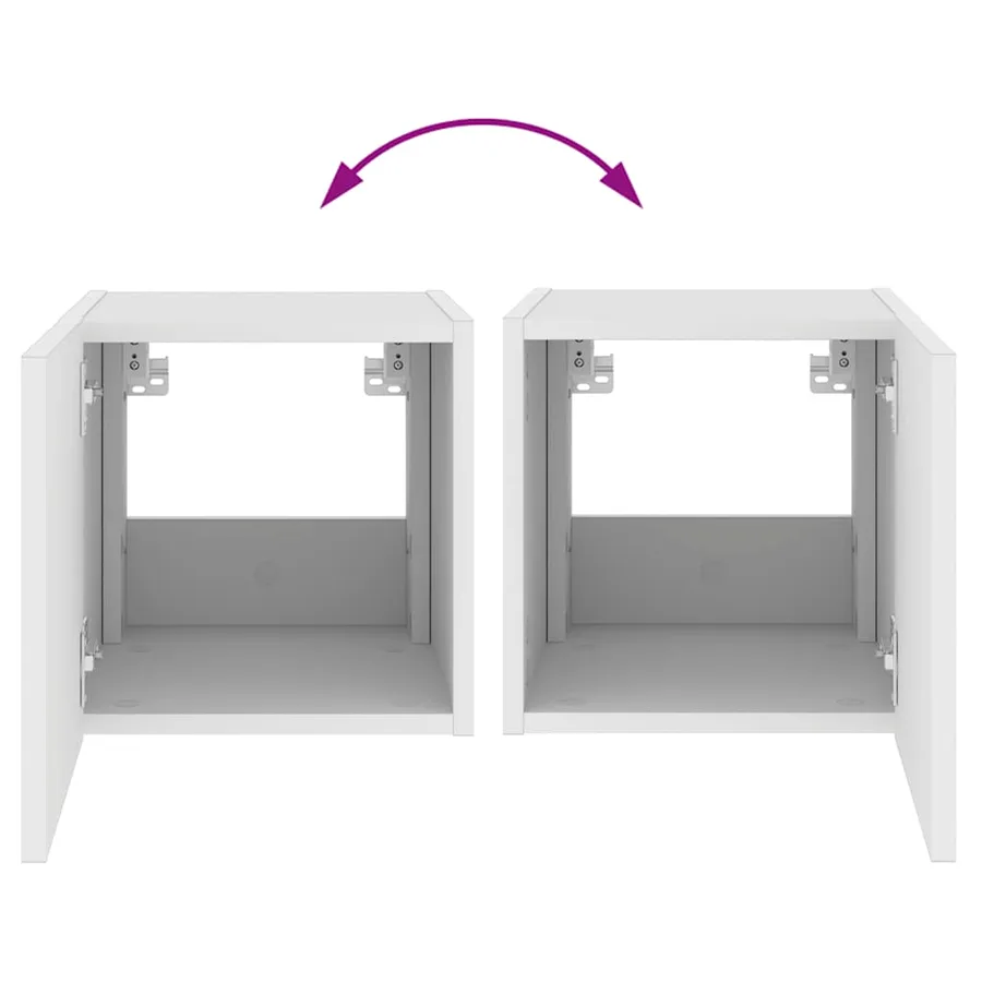 Meubles TV muraux avec lumières LED 2 pcs blanc 30,5x35x30 cm - 12