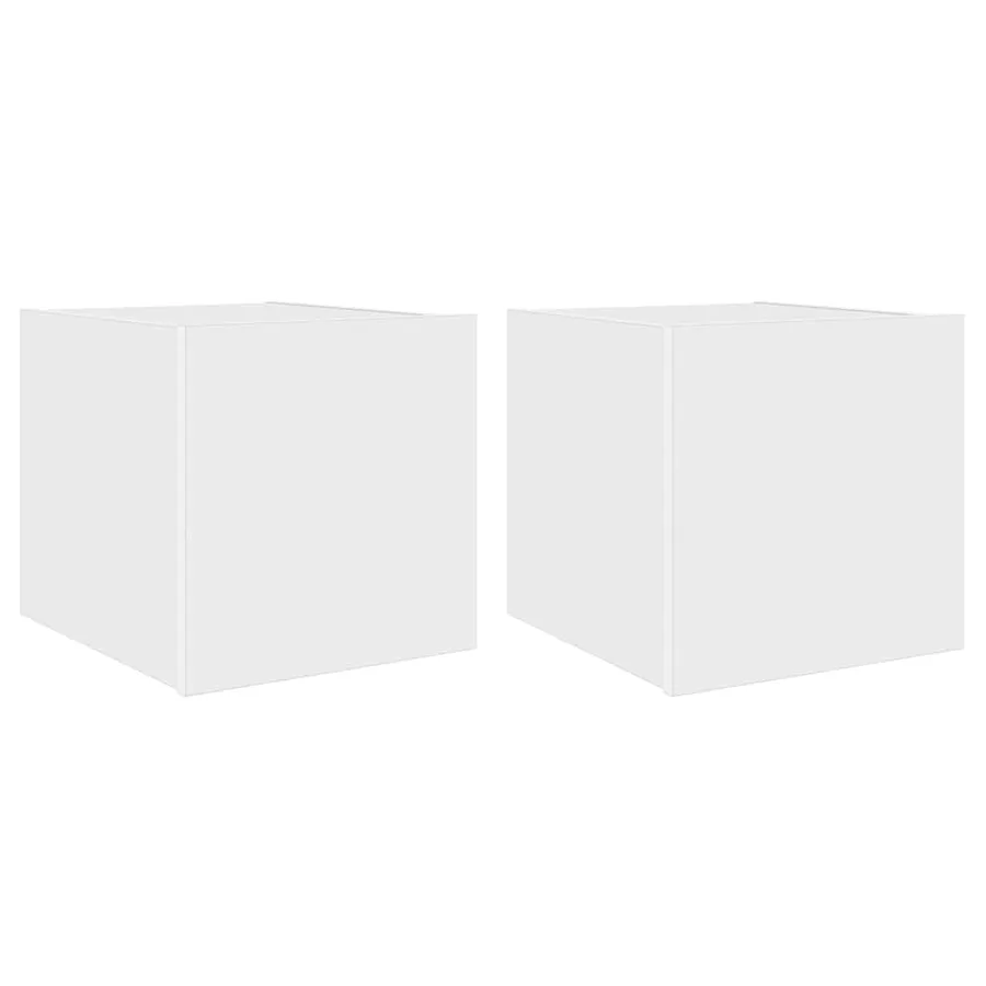 Meubles TV muraux avec lumières LED 2 pcs blanc 30,5x35x30 cm - 2