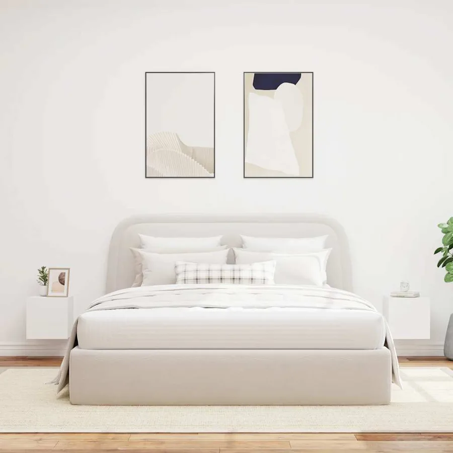 Meubles TV muraux avec lumières LED 2 pcs blanc 30,5x35x30 cm - 4