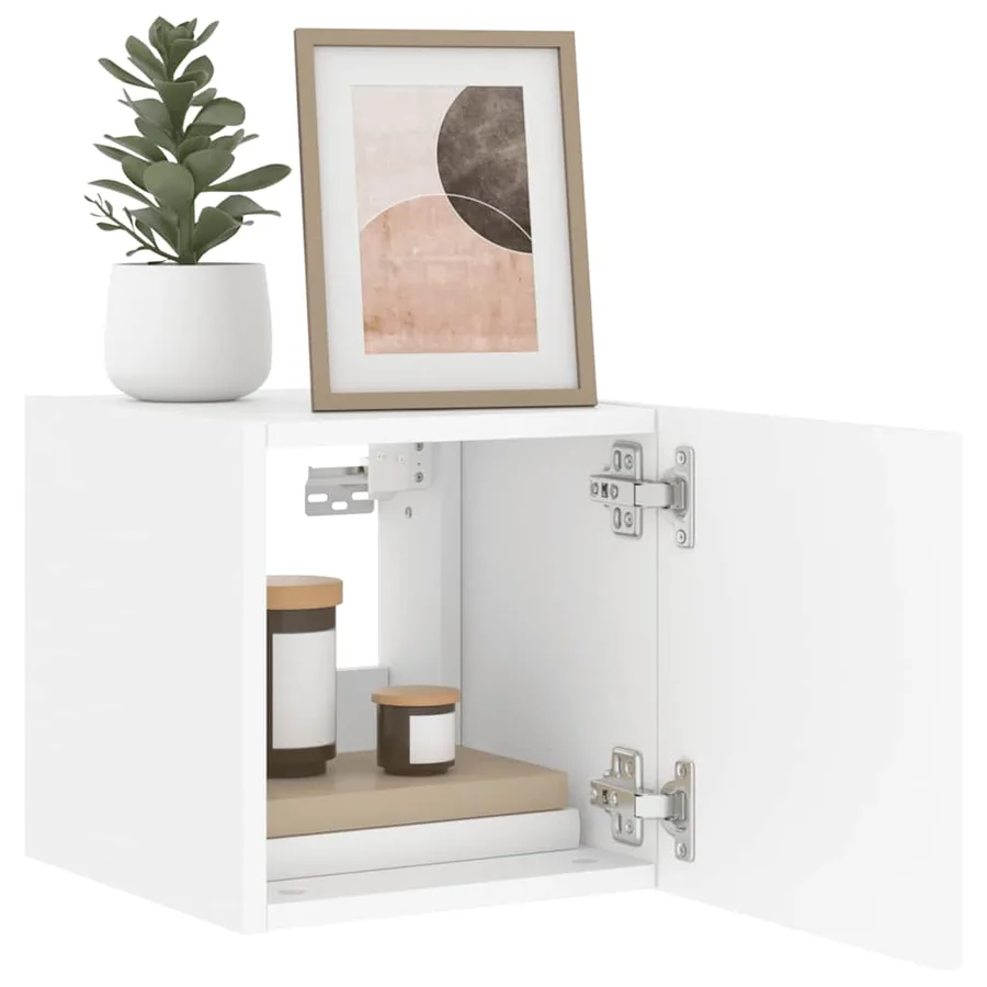 Meubles TV muraux avec lumières LED 2 pcs blanc 30,5x35x30 cm - 6