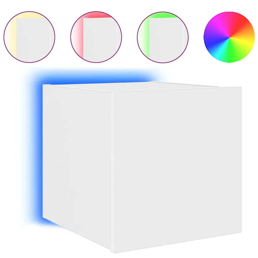 Meubles TV muraux avec lumières LED 2 pcs blanc 30,5x35x30 cm - 7