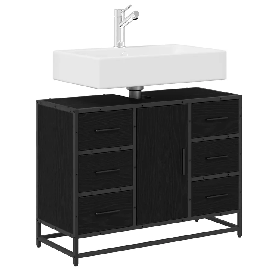 Cabinet de salle de bain avec tiroir Chêne noir 80 x 33 x 60 cm - 3