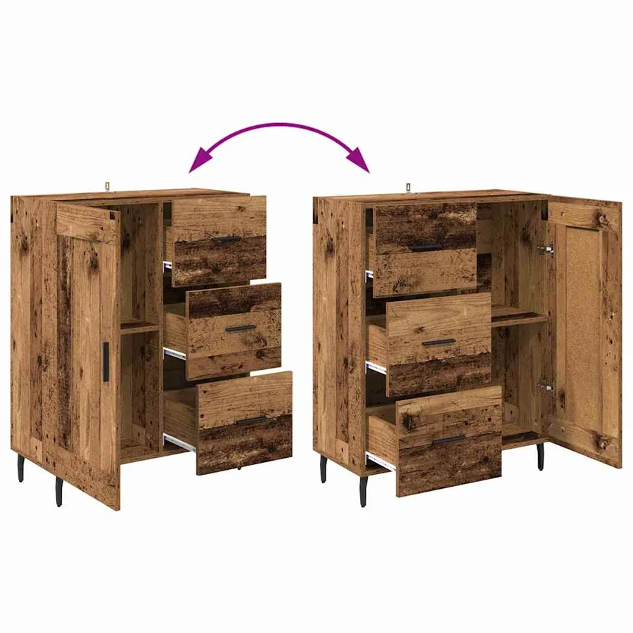 Haut Armoire avec tiroir 2 pcs Bois Ancien Bois d'ingénierie - 13