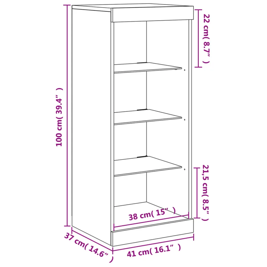 Buffet avec lumières LED chêne sonoma 41x37x100 cm - 14