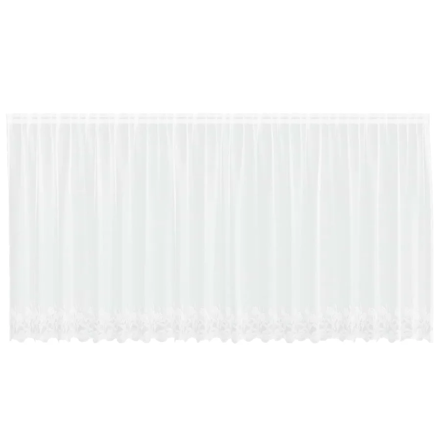 Rideau en Dentelle Floral Blanc 140 x 500 cm Polyester - 2