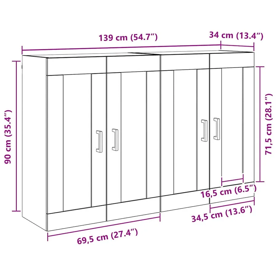 Meuble mural 2 pcs Chêne artisanal 69,5 x 34 x 90 cm - 13