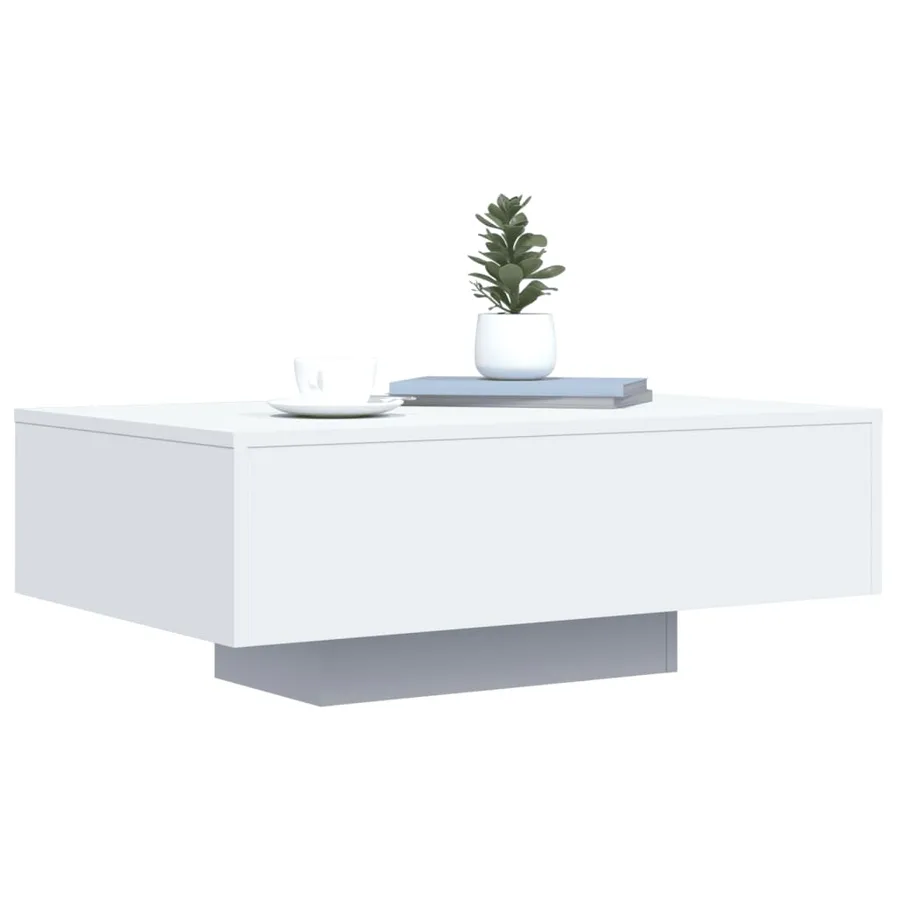 Table basse avec lumières LED blanc 85x55x31 cm - 5