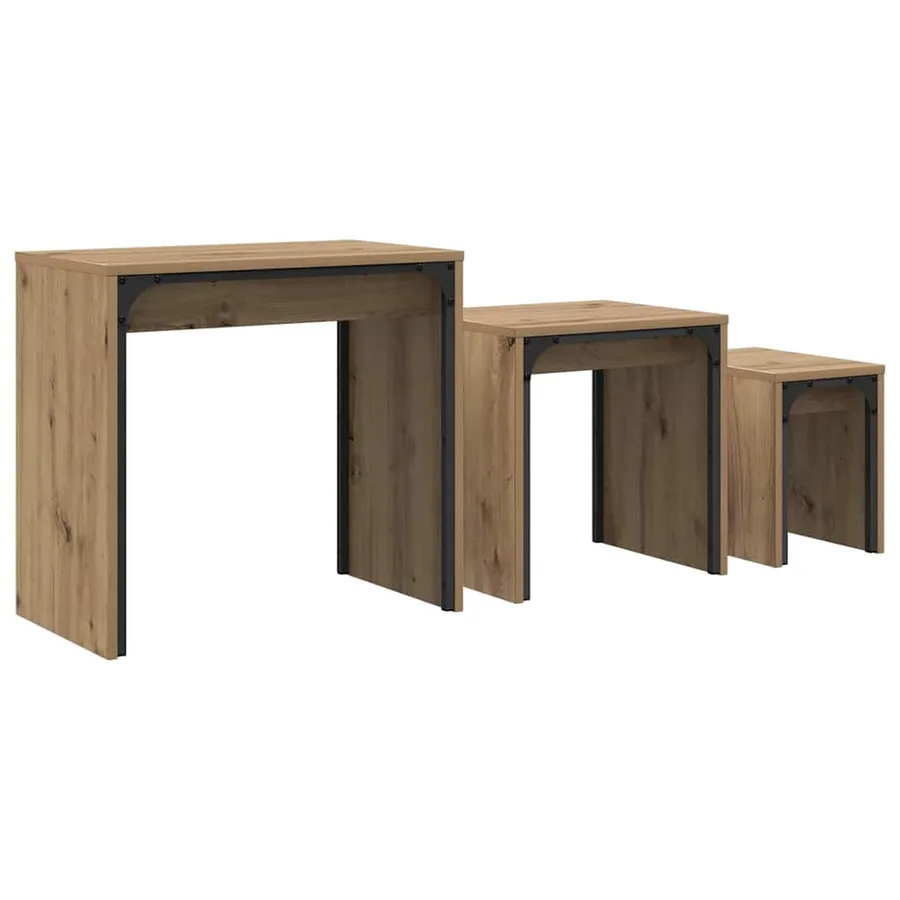 Table basse 3 pcs Chêne artisanal 60 x 35 x 56 cm - 2