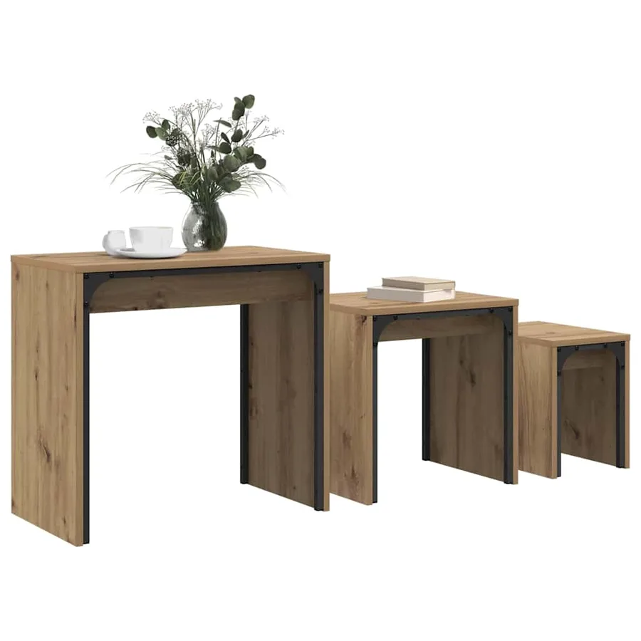 Table basse 3 pcs Chêne artisanal 60 x 35 x 56 cm - 3