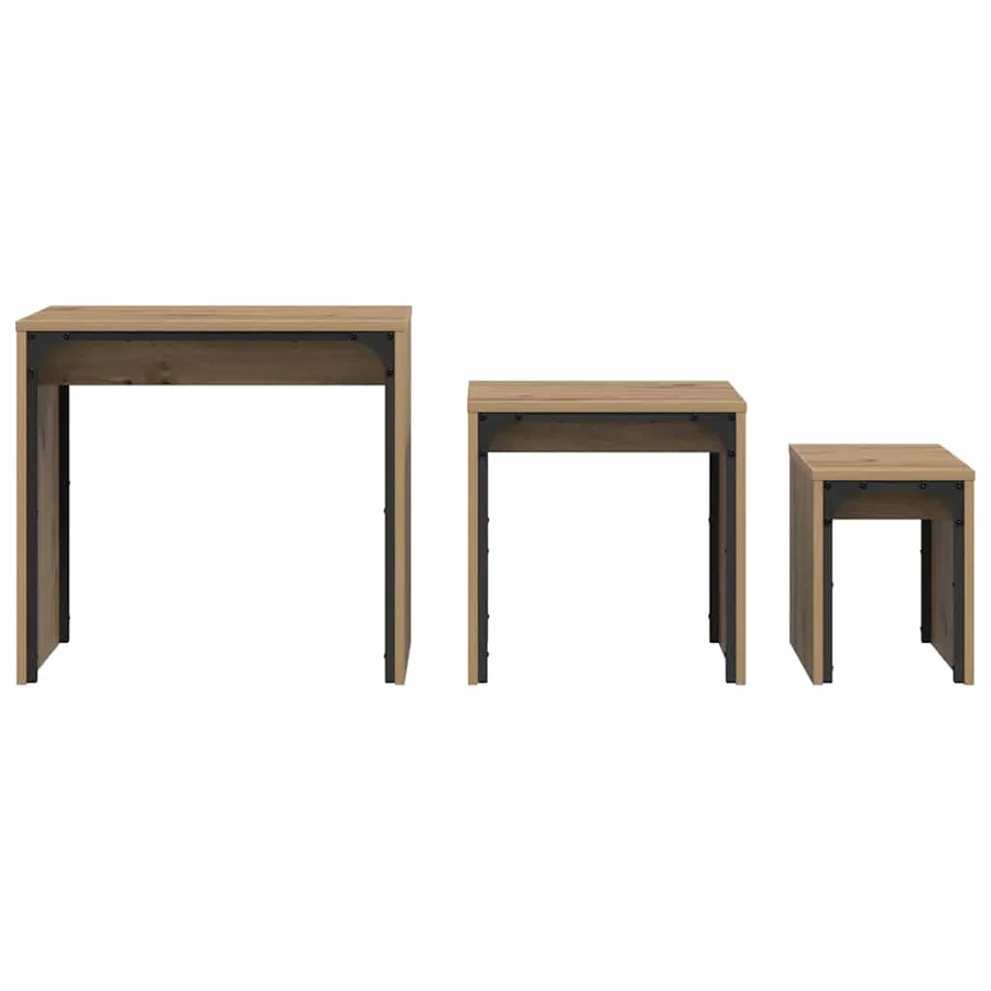 Table basse 3 pcs Chêne artisanal 60 x 35 x 56 cm - 6