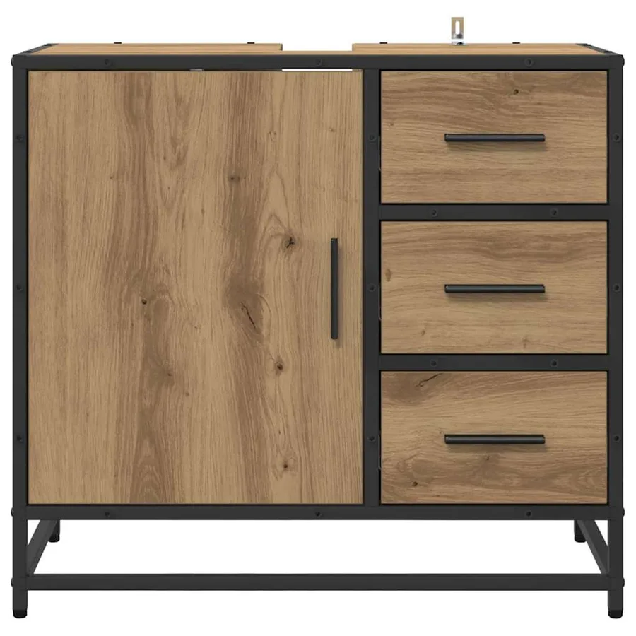 Cabinet de salle de bain Chêne artisanal 65 x 33 x 60 cm - 6