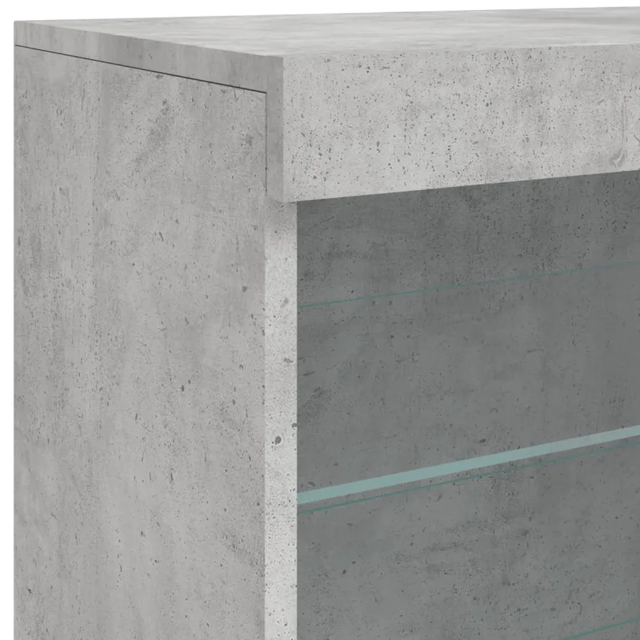 Buffet avec lumières LED gris béton 142,5x37x67 cm - 12